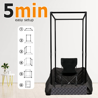 Ramarmro Portable Steam Sauna，3'x 3' x 5.9' Full Body Sauna Box for Home, Sauna Tent Sauna Box with 3L 1500W Steamer, 9 Levels, 99 Minute Timer with Remote Control, Foldable Chair with Side Pocket