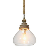 Creative Co-Op Glass and Mango Wood Ceiling Pendant Light Creative Co-Op