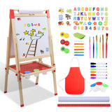 Skyelta Art Easel for Kids Ages 2-4 4-8 9-12,Double Sided Wooden Kids Easel Drawing Board with Magnetic Chalkboard,3-Level Height Adjustable,100+ Accessories,Gift & Art Supplies for Kids Skyelta