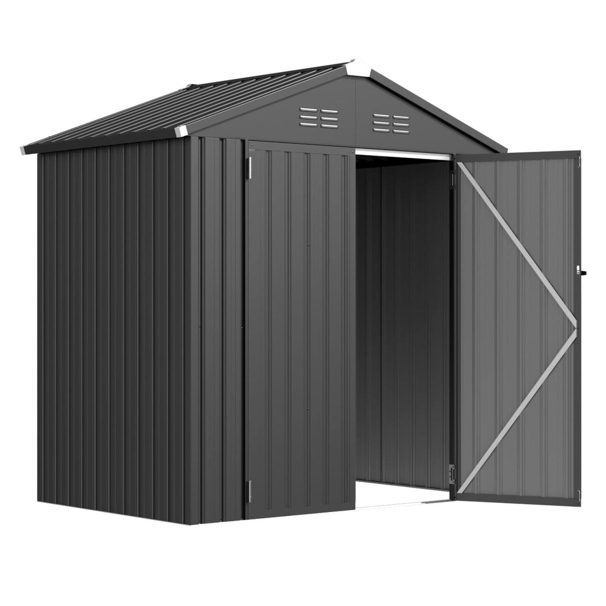 AECOJOY Shed 6' x 4' Storage Shed, Dark Grey Metal Sheds & Outdoor Storage Clearance, Utility and Tool Garden Shed with Lockable Doors for Backyard, Patio, Outside Use AECOJOY