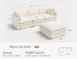 Txtin's Cloud Couches for Living Room L Shaped Sectional Couch with Ottoman Deep Plush 4 Seats Sofa Modern Sofa for Apartment Txtin's