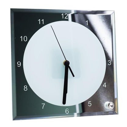 H-E 20pcs/CTN * 7.8" x 7.8" Sublimation Blank Clock Glass Photo Frame DIY Decor Heat Press Clock - In US Stock