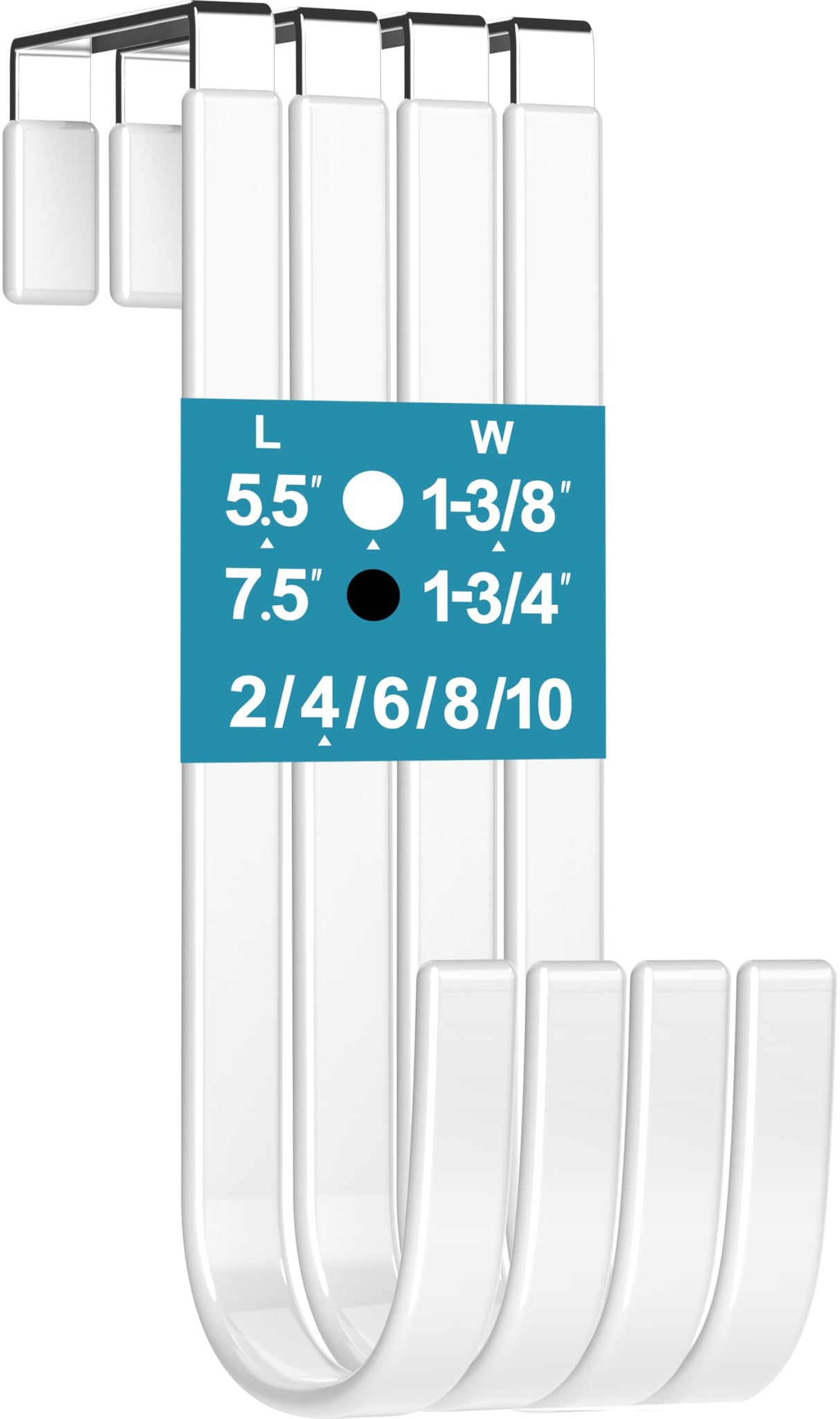 Mars-Rock Over The Door Hooks 4 Pcs White Rubber Coating L=5.5" for 1 3/8" Door Hanging Bathroom Closet Cabinet Hangers for Towel Coat Robe Clothes Rack Ironing Board Wreath Heavy Duty Holder Mars-Rock