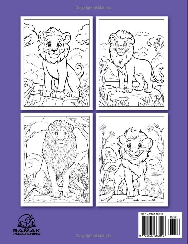Majestic Lions: Lion Coloring Book for Adults and Kids - 50 Exquisite Designs for Wildlife Lovers and Relaxation Majosta
