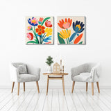 uuxsretaio 2 Pack Framed Paint by Number for Adults, Flower Paint by Numbers Kits on Canvas, Easy Adults Paint by Number Kits for Beginner DIY Acrylic Oil Painting for Home Wall Decor(8x8inch) uuxsretaio