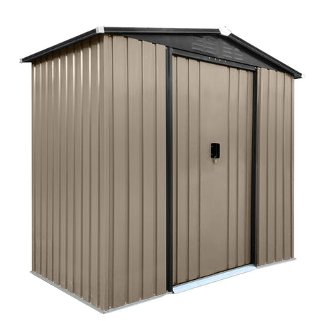 hoopoocolor 4FT x 6FT Outdoor Storage Shed with Sliding Doors, Waterproof Garden Shed for Patio Backyard, Roof Tool Shed, Vertical Lean to Shed for House Exterior, Small Shed Kit hoopoocolor