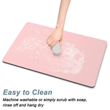 Rnivvi Coffee Mat, 12"x19" Coffee Bar Mat for Coffee Station Accessories and Organizer, Hide Stain Anti Absorbent Dish Drying Pad for Kitchen Counter, Cute Coffee Bar Decor Coffee Machine Mat, Pink Rnivvi