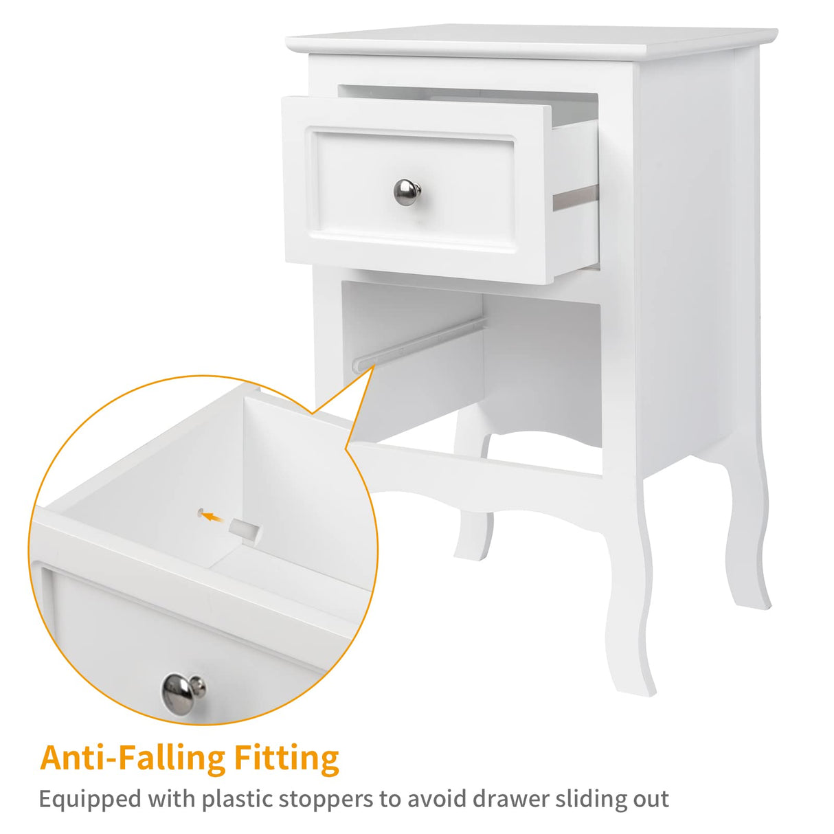 Bonnlo White Nightstand with 2 Drawers, Night Stands for Bedrooms, Small Bed Side Table/White Night Stand with Drawers for Small Spaces, College Dorm, Kids’ Room, Living Room, French, 16W x 12D x 24H Bonnlo