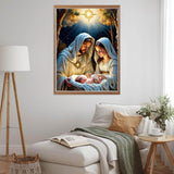 MOMDEDP Jesus Diamond Art Kits for Adults, 5D Diamond Painting Kits for Beginners,Round Full Drill Nativity Scene Gem Art for Adults,DIY Religious Diamond Dots Paintings for Home Decor12x16in MOMDEDP