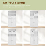 Iwell Tall Bathroom Cabinet, Storage Cabinet with 2 Drawers & Adjustable Shelves, Bathroom Storage Cabinet for Living Room, Dining Room, Entryway, White Iwell