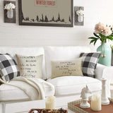 Ussap Lumbar Country Roads Take Me Home Christmas Rectangle Decorative Throw Pillow Cover, Rustic Quote Home Farmhouse Decoration, Housewarming Gift Cushion Case for Sofa Decor Cotton Linen 12 x 20 Ussap