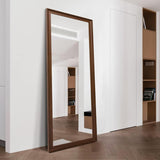 TheiaMo Full Length Mirror Wood Frame, 65×22in Floor Mirror Full Body Mirror with Standing Holder Hanging Wall Mirror, Stand Large HD Mirror, Dressing Mirror for Bedroom/Living Room, Walnut TheiaMo