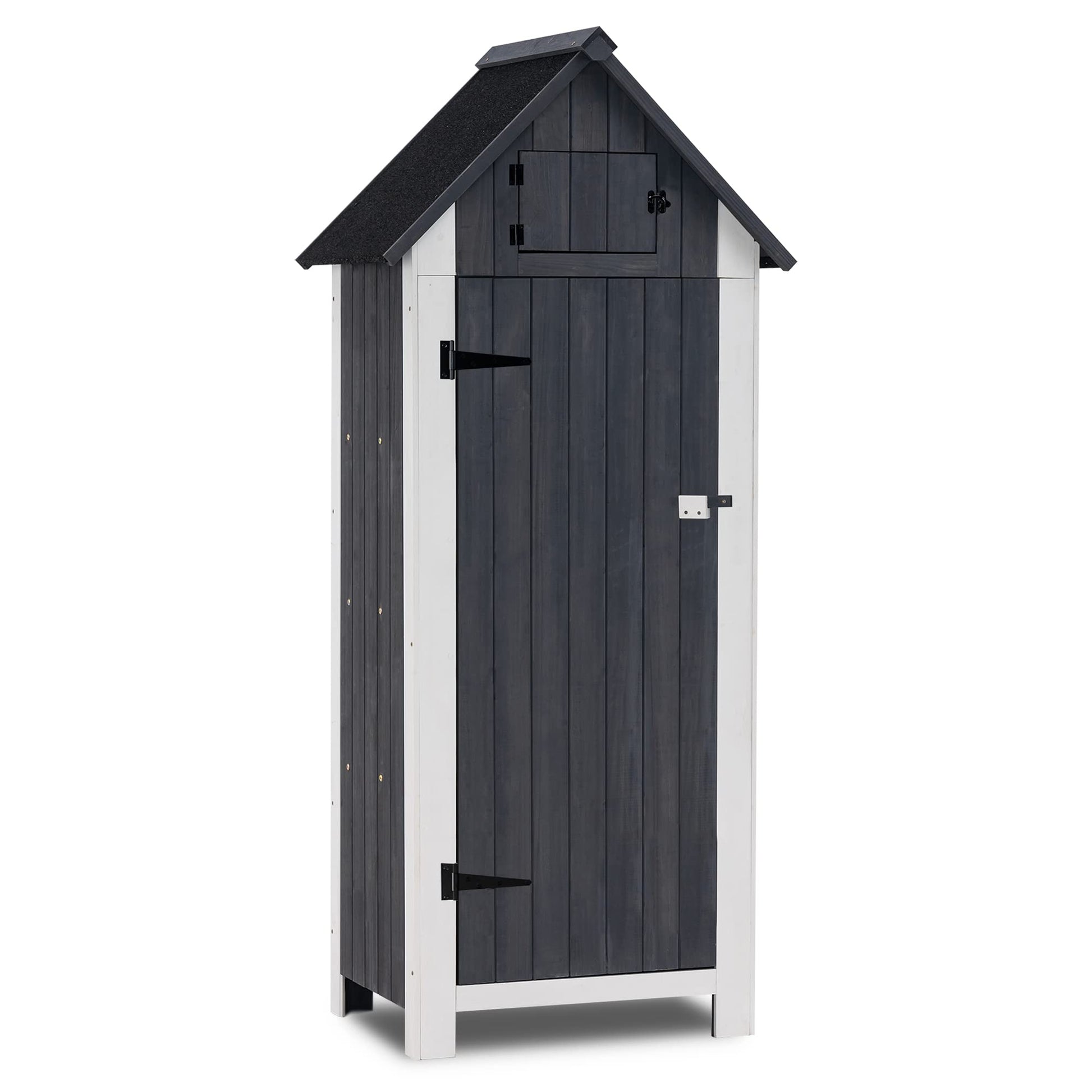 MCombo Outdoor Storage Cabinet Tool Shed Wooden Garden Shed Organizer Wooden Lockers with Fir Wood (70") 0770 (Gray) - WoodArtSupply