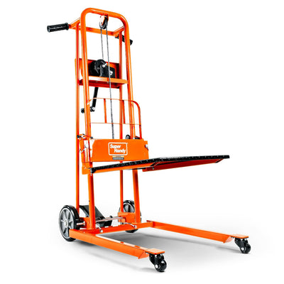 SuperHandy Material Lift Winch Stacker, Pallet Truck Dolly, Lift Table, Fork Lift, 330 Lbs 40" Max Lift w/ 8" Wheels, Swivel Casters [Patent Pending]
