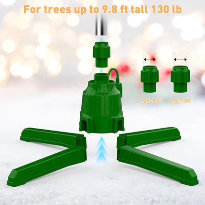 TAOQQI 360 Degree Rotating Christmas Tree Stand, Adjustable Spinning Christmas Tree Base for Up to 9.8FT and 130 Pounds Artificial Tree, Musical Christmas Tree Holder with Remote Control