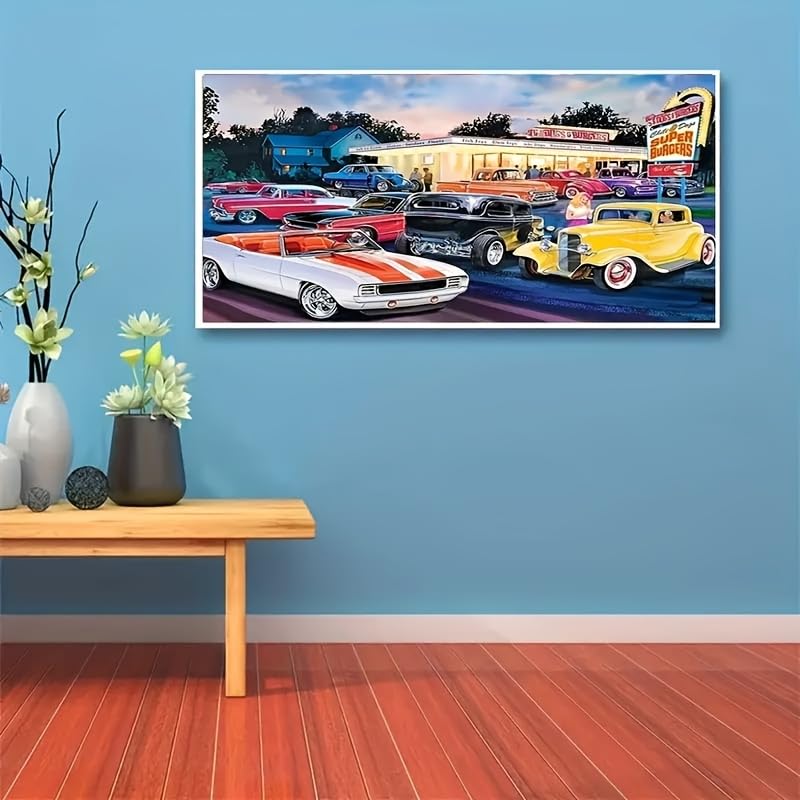 KTHOFCY 5D DIY Diamond Painting Kits for Adults, Retro Car Full Drill Embroidery Cross Stitch Crystal Rhinestone Paintings Pictures Arts Wall Decor Painting Dots Kits 15.7X27.5inch KTHOFCY