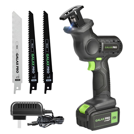 GALAX PRO 20V Cordless Reciprocating Saw, 0-3000RPM Variable Speed Power Reciprocating Saw with 4.0Ah Battery, 2pcs Wood Saw Blades & 1pcs Metal Saw Blade GALAX PRO