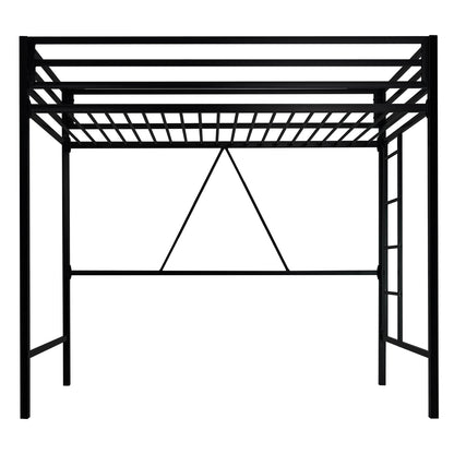 Multifunctional Metal Loft Bed Twin Size with Safety Guard and Removable Ladder in Matte Black - WoodArtSupply