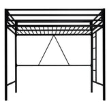 Allewie Metal Loft Bed Twin Size with Guardrail and Ladder, Small Space Saving Design for Bedroom Kid Room and Dorm, No Box Spring Needed, Black Allewie