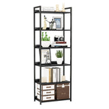 NUMENN Bookshelf, 6 Tier Bookshelves, Home Office Bookcase Shelf Storage Organizer, Free Standing Storage Shelving Unit for Bedroom, Living Room and Home Office, Black NUMENN