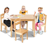 Costzon Kids Table and Chair Set, 5 Piece Wood Activity Table & Chairs for Children Arts, Crafts, Homework, Snack Time, Preschool Furniture, Gift for Boys Girls, Toddler Table and Chair Set (Natural) Costzon