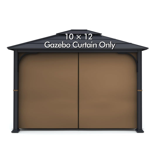 Gazebo Universal Replacement Privacy Curtain - Wonwon Privacy Panel Canopy Side Wall with Zipper for 10' x 12' Outdoor Gazebo (Brown)