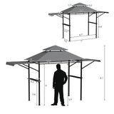 Tangkula 13.5x4 Ft Grill Gazebo with Dual Side Awnings, Double Tiered BBQ Gazebo with 2 Side Shelves, Heavy-Duty Steel Frame, CPAI-84 Barbecue Grill Gazebo Shelter for Patio, Garden, Beach, Terrace Tangkula