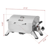 Grills House Stainless Steel Portable Grill with Two Handles and Travel Locks, Tabletop Propane Gas Grill with Folding Legs, 10000 BTU, for Picnic Cookout, GT2001, Silver Grills House