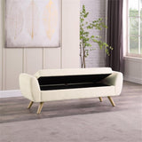 HomePop Modern Storage Bench with Wood Legs Home Décor|Bench with Storage for Living Room & Bedroom - Sherpa Cream HomePop