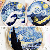 Santune 3 Sets Embroidery Cross Stitch Kits with Instructions,Needlepoint Kit with 3 Stamped Clothes,1 Hoop and 6 Needles,Mothers Day Gifts