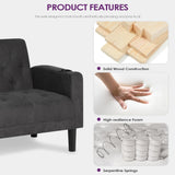 TYBOATLE Mid-Century Modern Tufted Loveseat Sofa Set w/ 2 USB & 2 Cupholders, 2 Piece Living Room Furniture Sets, Small Love Seat Couches for Small Space Apartment Bedroom Office(Dark Gray) TYBOATLE