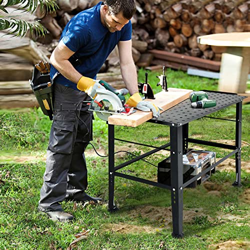 YITAHOME Welding Table, 36" x 24" Welding Table Top with 5/8" Holes, 0.12" Thick Fabrication Table, 1320lb Load Capacity Metal Workbench, Heavy Duty Carbon Steel Weld Table for Welding Sawing YITAHOME