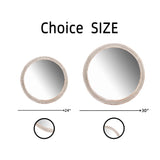 HOITUZYUS 24 inch Round Wood Mirror Farmhouse Wall Mirror with Wooden Frame Wood Frame Boho Circle Mirrors Accent Mirror for Bathroom,Bedroom, Living Room, Foyer HOITUZYUS