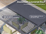 Aoxun Louvered Pergola 12' x 16' Outdoor Aluminum Pergola with Adjustable Top for Decks, Gardens and Backyards, Gray Aoxun