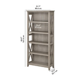 Bush Business Furniture Key West 5-Shelf Bookcase with X Pattern Accents in Washed Gray Bush Business Furniture