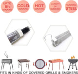 12" Pellet Smoker Tube for pellet Grill 2 Pack Cold Smoker Generator for BBQ Stainless Steel Wood Pellet Tube Smoker Fit Electric Gas Charcoal Grill, Provides Food tong and Brush and Hook JIIGAAT