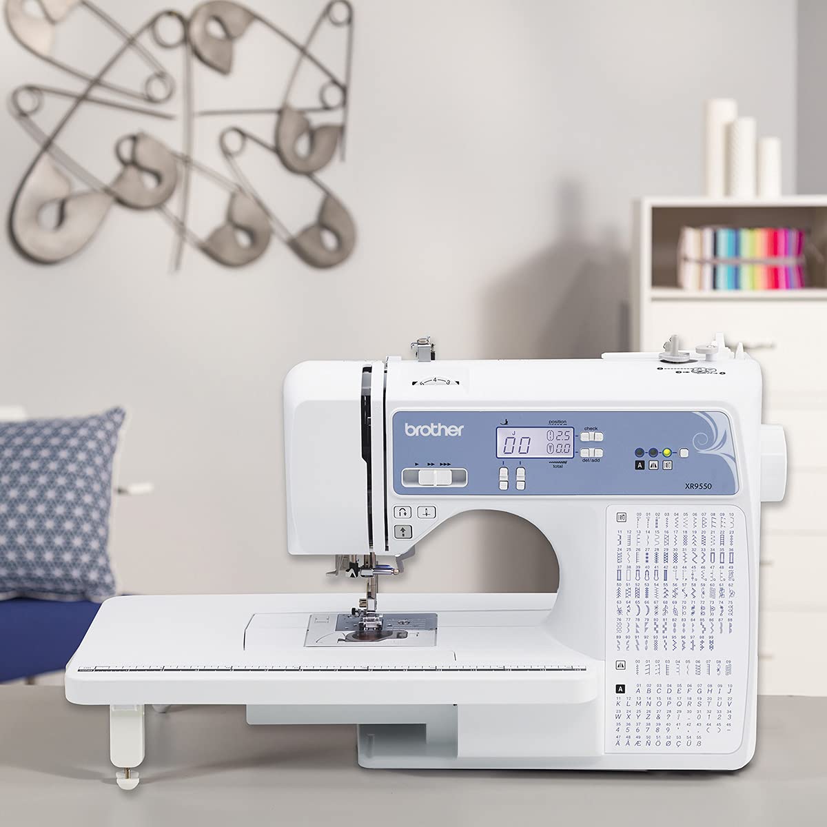 Brother Sewing and Quilting Machine, Computerized, 165 Built-in Stitches, LCD Display, Wide Table, 8 Included Presser Feet, White, 20x12x17 Brother