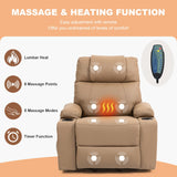 Power Lift Recliner Chair for Elderly, Electric Stand Assist Reclining Chair with Massage and Heat Function, Leather Living Room Furniture, Comfy Single Sofa with Cup Holders, Side Pockets, Brown BRTHORY
