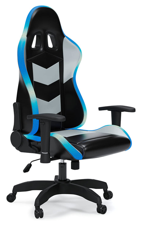 Signature Design by Ashley Lynxtyn Swivel Home Office Gaming Chair with LED Lighting, Black & Gray Signature Design by Ashley