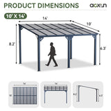 Aoxun Gazebo for Patio 10' x 14', Gazebo Pergola with Sloped Roof, Large Wall-Mounted Heavy Duty Awnings, for Backyard, Patio, Deck and More Aoxun
