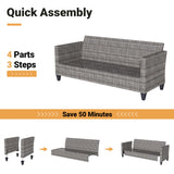 ovios Patio Furniture Set, 9 Pieces Outdoor Wicker Rattan Sofa Couch with 6 Chairs, Ottomans and Comfy Cushions, All Weather High Back Conversation Set Garden Backyard, Dark Grey ovios