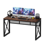 BON AUGURE Farmhouse Computer Desk, Modern Industrial Home Office Desks, Wood Metal Study Writing Table, Sturdy Gaming Desk (Rustic Oak, 54 Inch) BON AUGURE