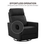 LIKIMIO Recliner Chair, 360° Swivel High-Back Faux Leather Rocking Chair with Upholstered Comfort, Single Sofa for Nursery, Living Room, Black LIKIMIO
