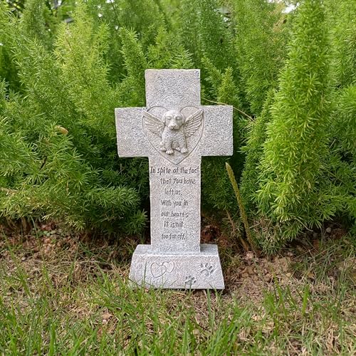 ALLMKPY Angel Dog Outdoor Memorial Garden Lawn Cross Headstone, Lost Dog Pet Dog Funeral Memorial Sympathy Gift, Dog Cadaver Burial Site Marker - WoodArtSupply