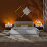 HOMEMORE Floating Nightstand with Charging Station Bedside Table LED Smart Bedside Table Wall Mounted Nightstand White HOMEMORE