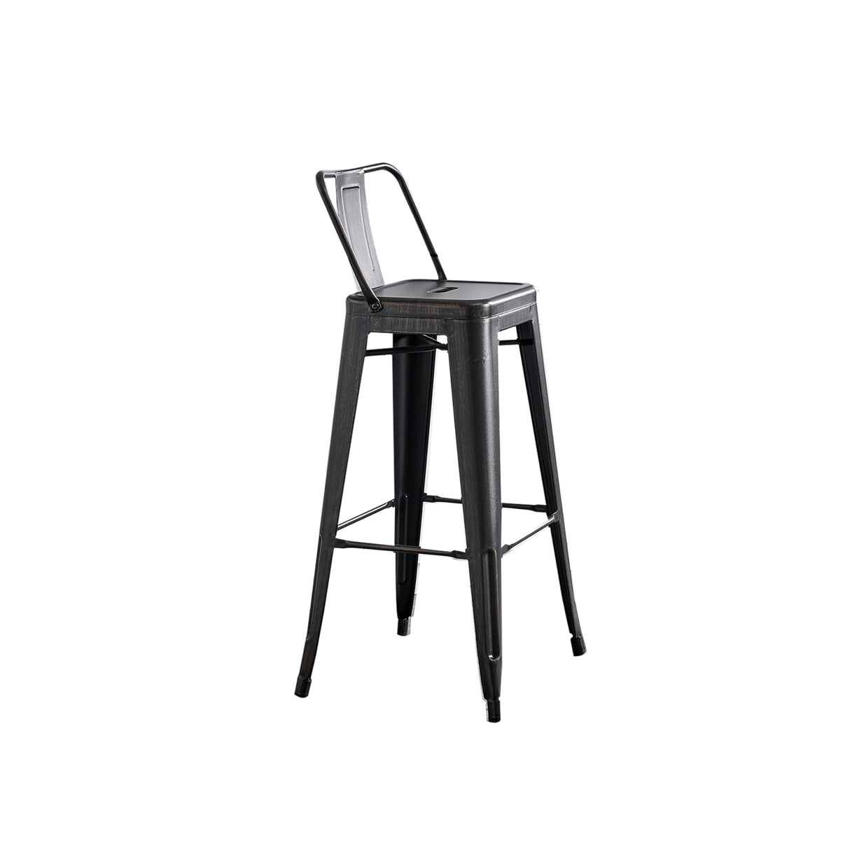 AC Pacific 30” Metal Barstool Set of 2 – Country Rustic Style with Low Back, Lightweight & Sturdy Build, Easy Assembly – Distressed Black AC Pacific