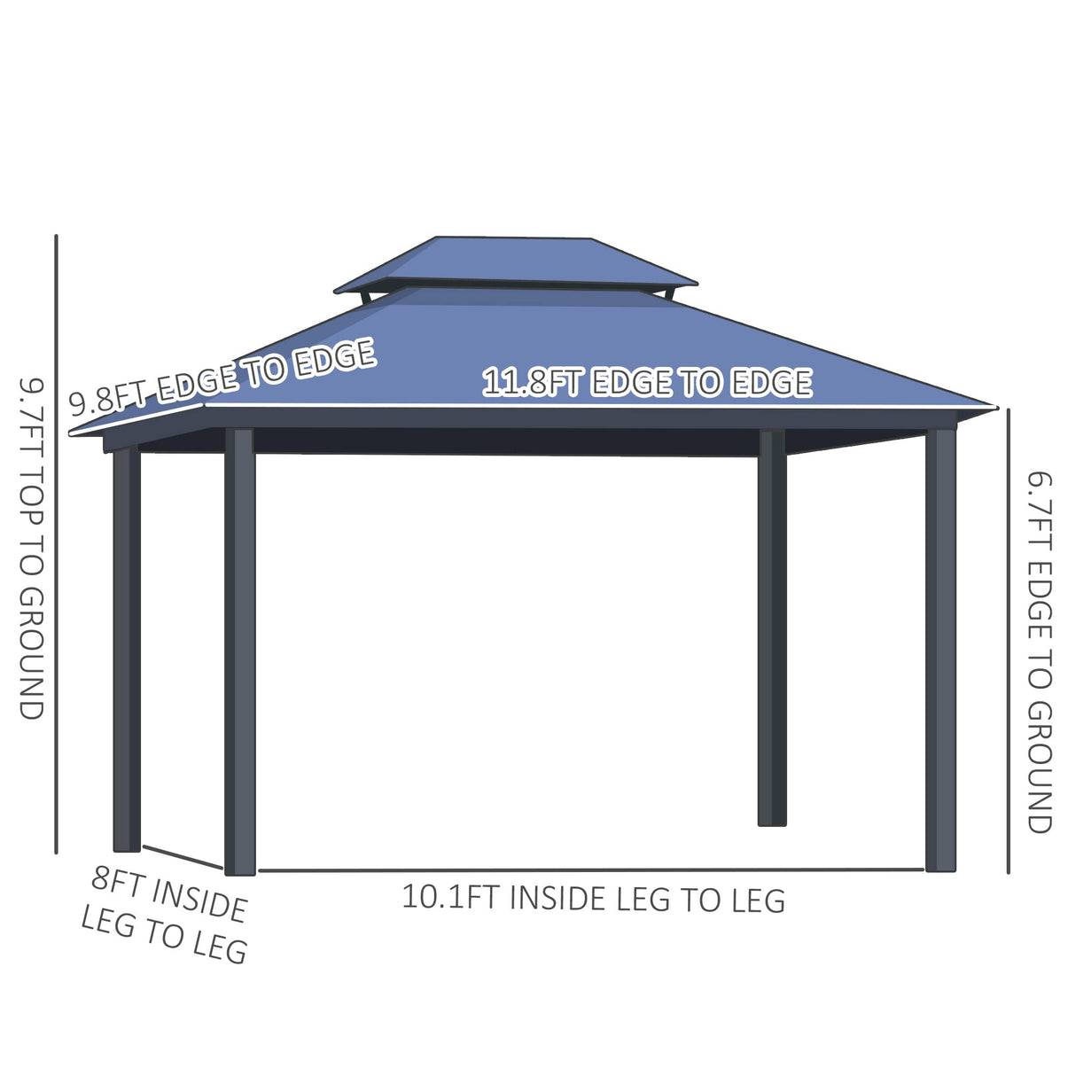 Outsunny 10' x 12' Hardtop Gazebo Canopy with Polycarbonate Roof, Aluminum Frame, Permanent Pavilion Outdoor Gazebo with Netting, for Patio, Garden, Backyard, Deck, Lawn, Light Gray Outsunny
