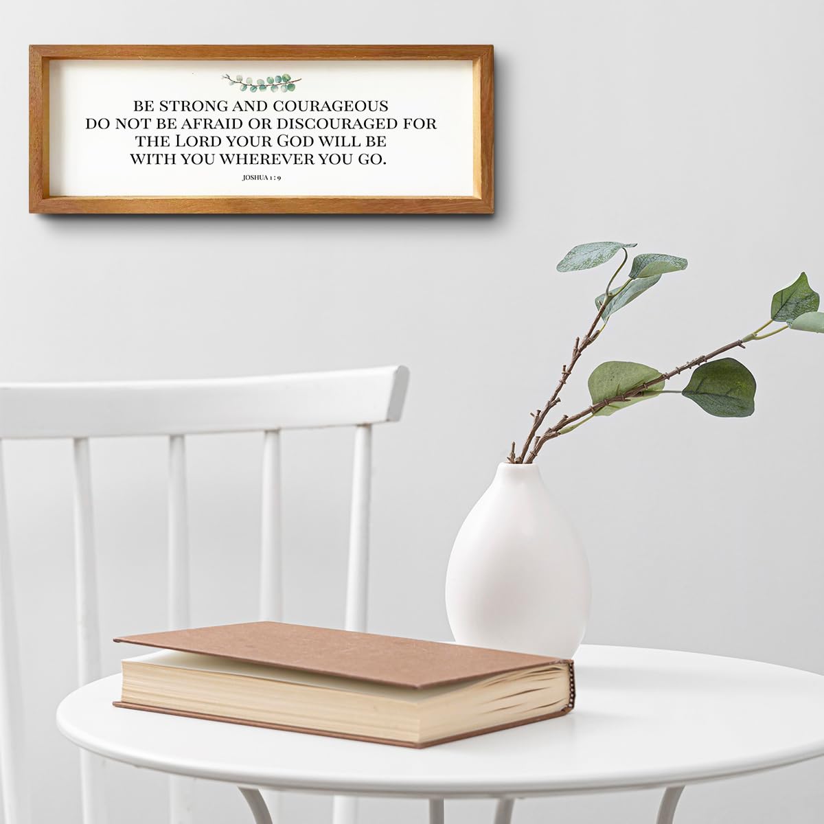 Inspirational Christian Rustic Country Motivational Bible Verse Decorative Wooden Framed Sign Encouraging Scripture Farmhouse Hanging Wall Decor Home Office Living Room Bathroom Front Door Decoration