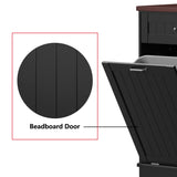 Betterhood Double Tilt Out Trash Cabinet 10 Gallon Wooden Free Standing Laundry Sorter Cabinet,Recycling Cabinet with Hideaway Drawer,Tilt Out Trash Cabinet Can Bin Kitchen (Black) Betterhood