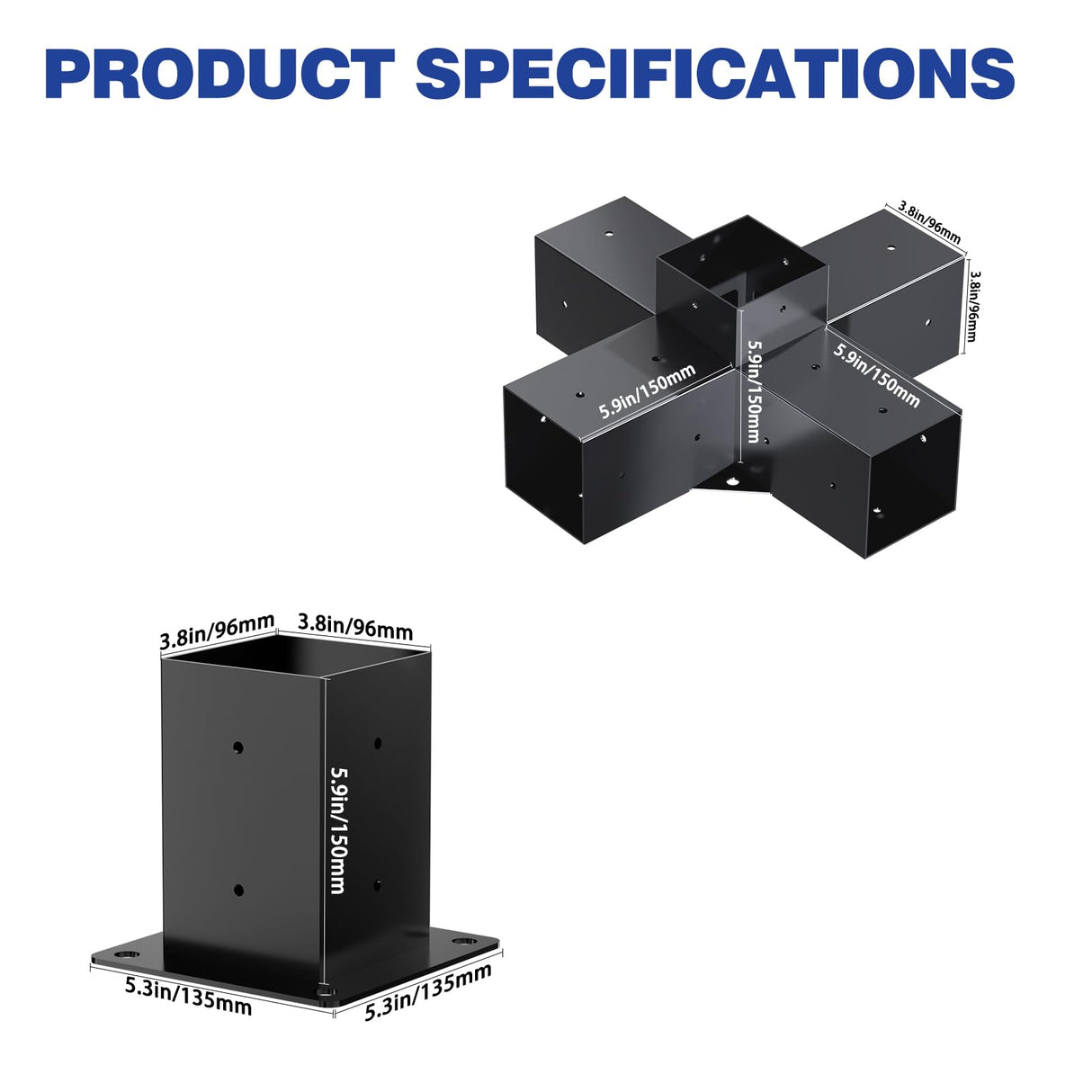 Grehitk Pergola Kit, Pergola Brackets 5-Way Right Angle Corner Bracket Woodworks DIY Post Base Kit, Wooden Beams for Gazebos, Patio Pergolas, Log Cabin Outdoor Pergola Hardware for 4x4 Lumber Grehitk